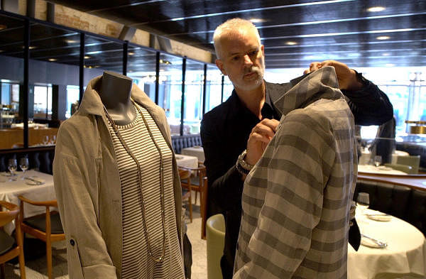 Canadian designer Philippe Dubuc dresses mannequins to be used to provide social distancing at a restaurant. Credit: AFP