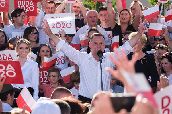 Polish President Andrzej Duda attends an election rally in Rzeszow, Poland. Credit: Reuters