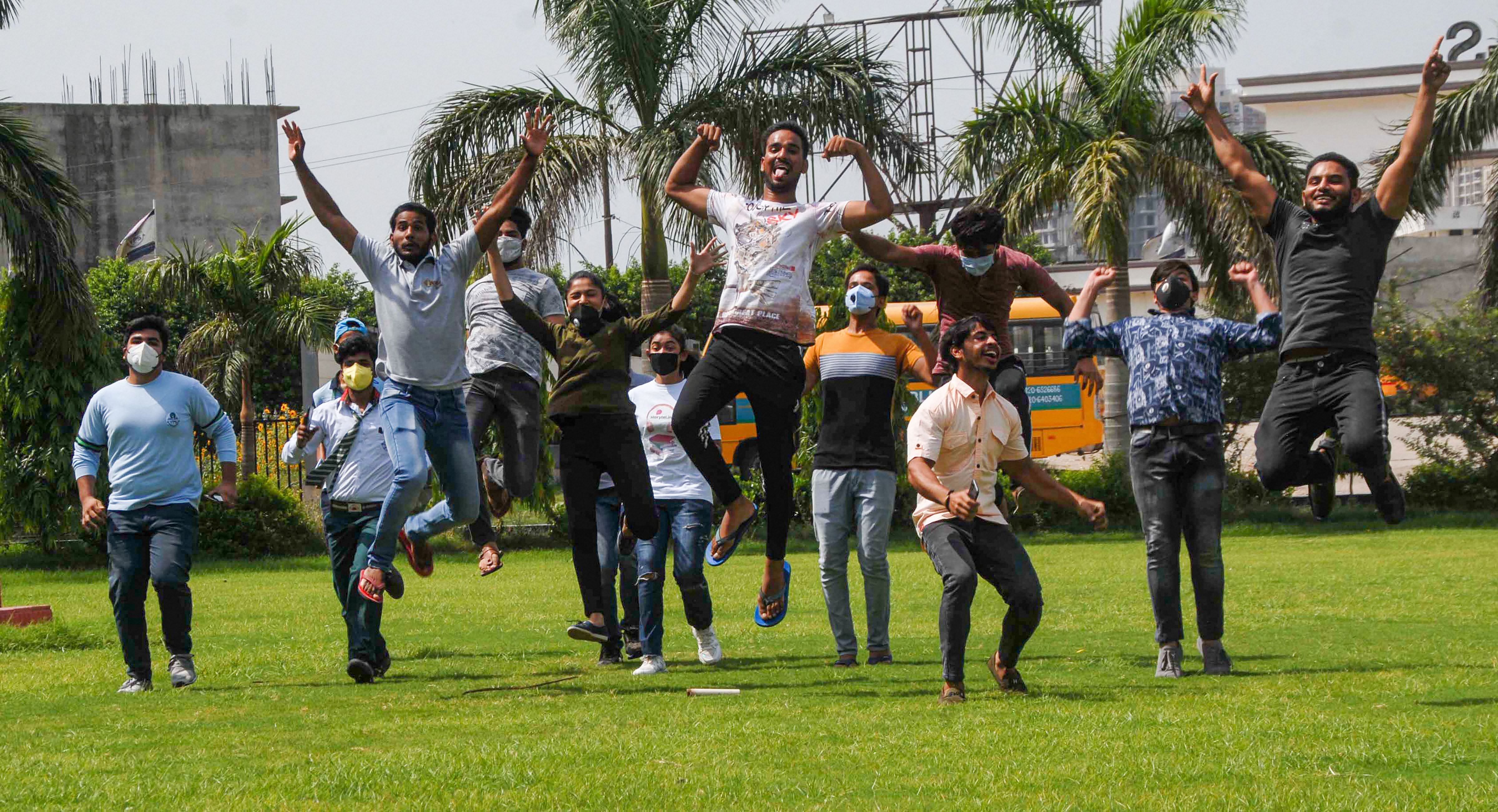 Students celebrate after CBSE declared class 12th results. Credits: PTI Photo