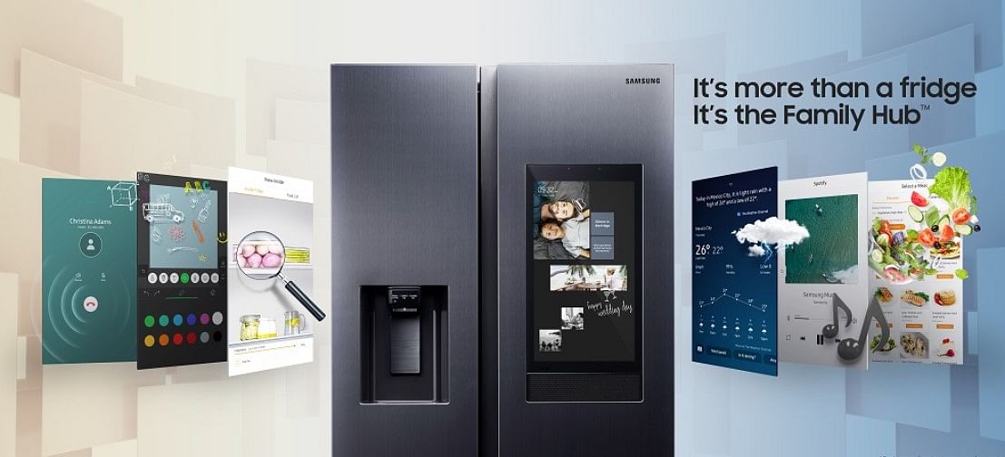 The new SpaceMax Family Hub fridge launched in India. Picture credit: Samsung India