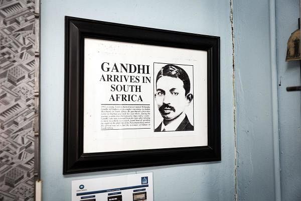 A frame hung on a wall at the original International Printing Press at the Gandhi Settlement Bhambayi north of Durban, South Africa. Credit: AFP Photo