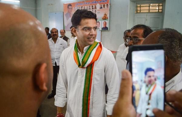 Sachin Pilot during a media interaction at the Congress Bhavan in Pune