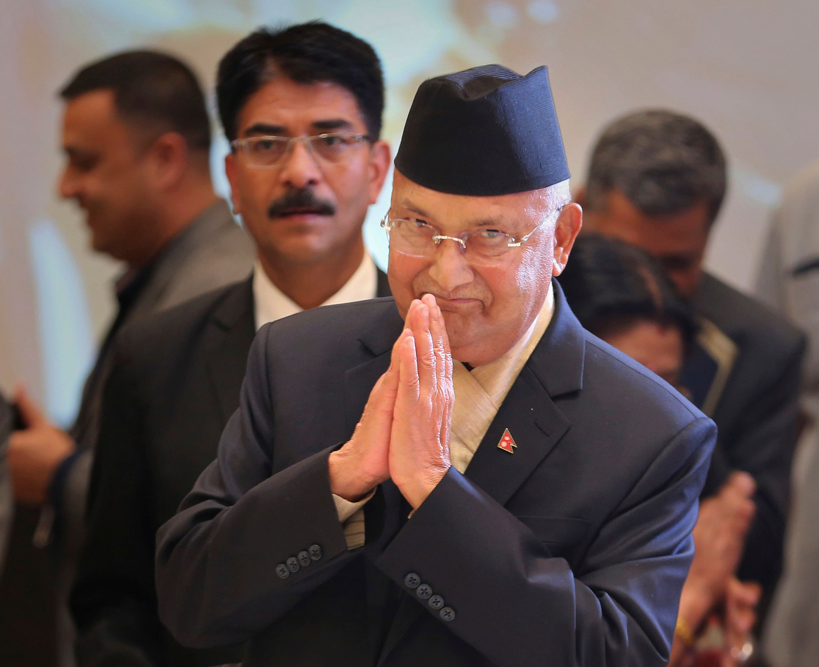 Nepal PM K P Sharma Oli. Credit: AP Photo