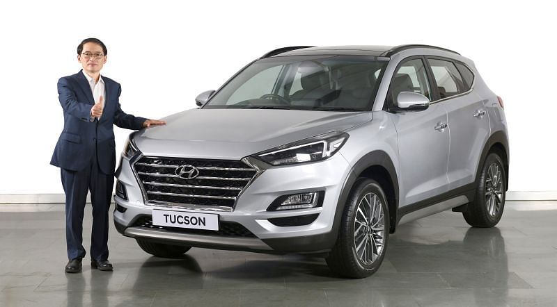 SS Kim, MD & CEO, Hyundai Motor India Ltd., at the launch of the new Tucson premium SUV. Credit: DH Photo