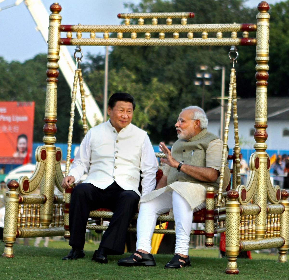In this Dec. 31, 2014 file photo, Prime Minister Narendra Modi and Chinese President Xi Jinping in Ahmedabad. An Indian Army officer and two soldiers were killed during a violent clash with Chinese troops in the Galwan Valley in eastern Ladakh on Monday n