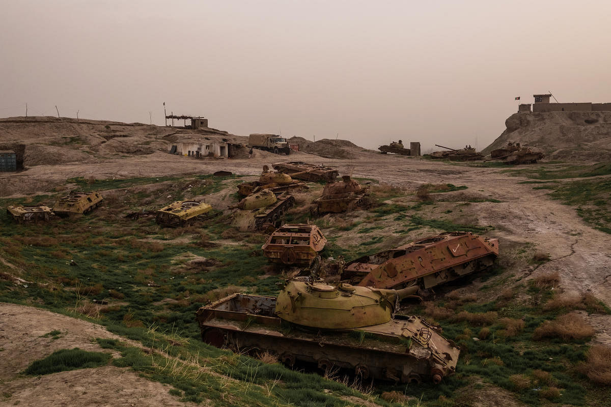 Old Russian tanks litter the grounds of Bala Hissar, a military base that overlooks the city of Kunduz, which was overrun by the Taliban in 2015. The New York Times