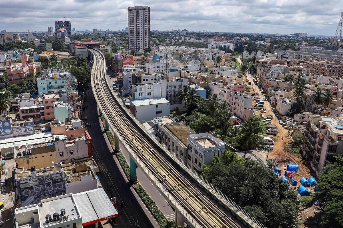 An aerial view of Kanakapura the highway road during the 'Sunday lockdown' announced by the State Government to curb the spread of coronavirus, in Bengaluru, Sunday, July 12, 2020. (PTI Photo)