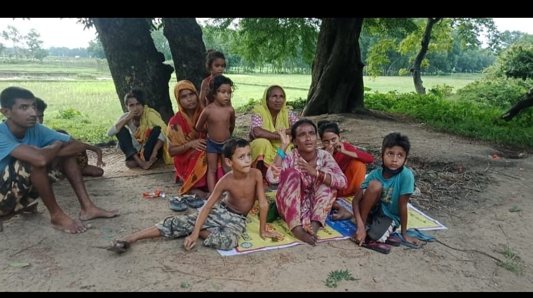 The suspected Bangladeshi nationals stranded on the zero line in Sepahijala district in Tripura.