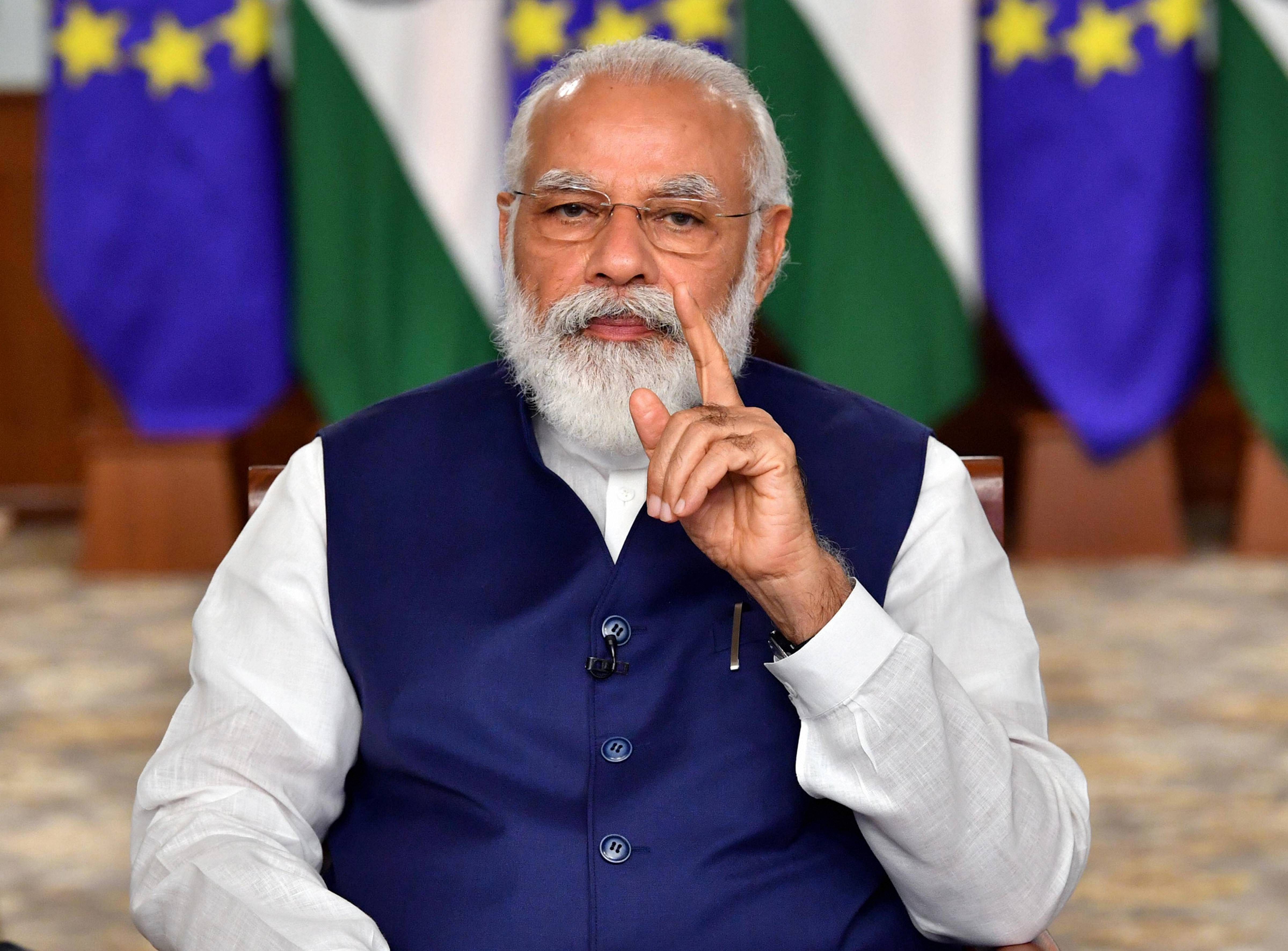  Prime Minister Narendra Modi addresses the India-EU Virtual Summit 2020. Credits: PTI Photo