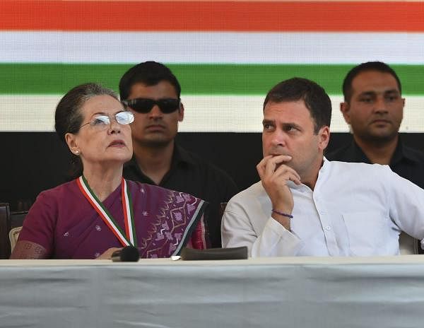 Congress interim President Sonia Gandhi and party leader Rahul Gandhi. Credit: PTI Photo