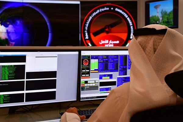 Control room of the Mars Mission at the Mohammed Bin Rashid Space Centre (MBRSC), in the Gulf city of Dubai. Credit: AFP Photo