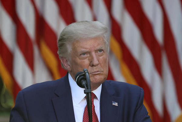 US President Donald Trump attends a news conference in the Rose Garden at the White House in Washington. Credit: Reuters