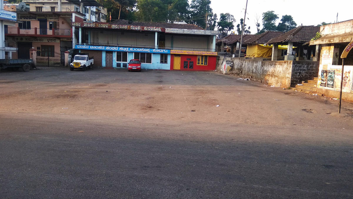 The private taxi stand in Suntikoppa wore a deserted look on Wednesday, owing to the voluntary lockdown.