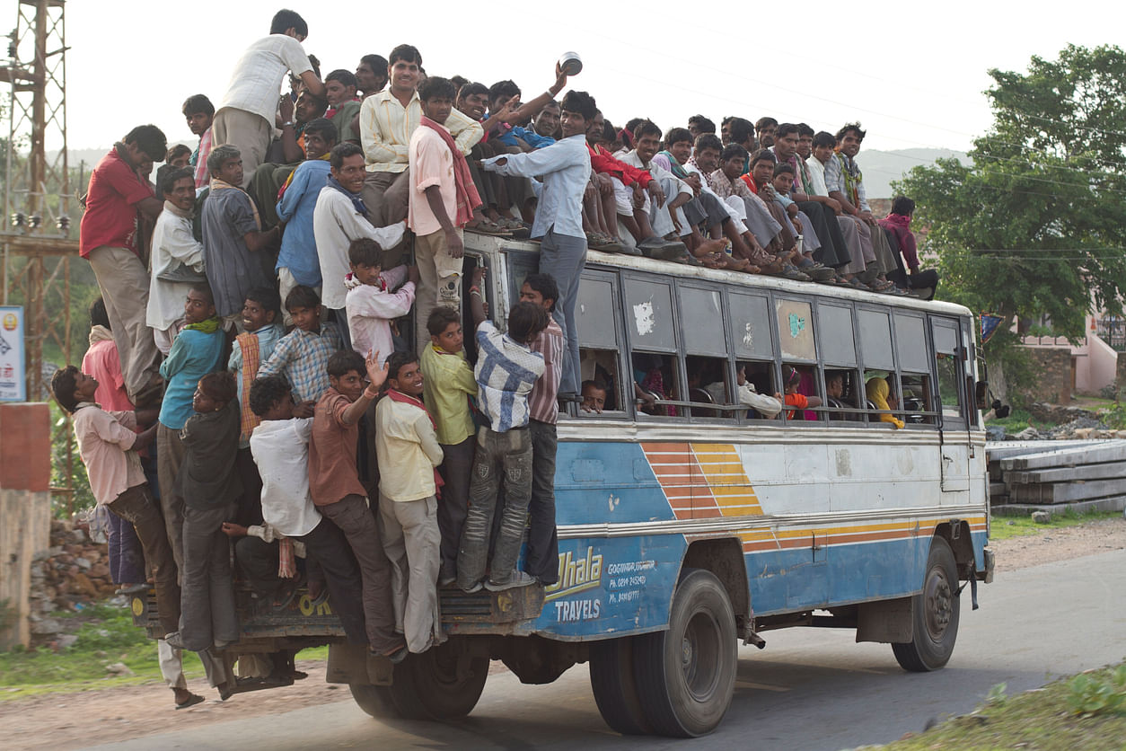 People travel by bus in Udaipur. Credits: iStock Photo