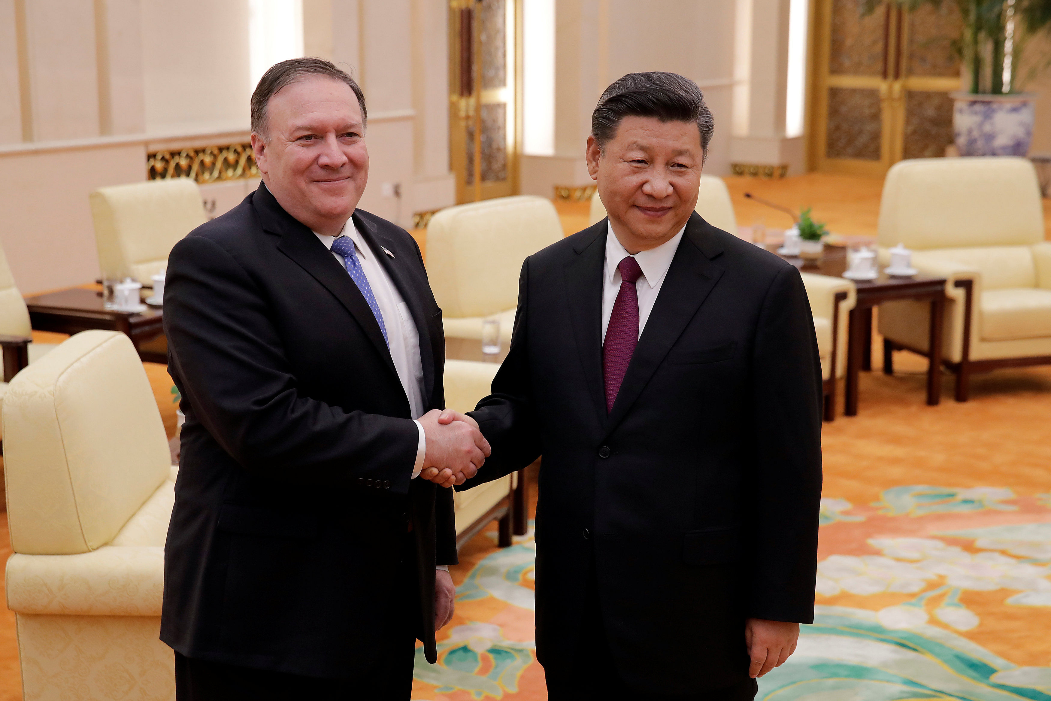 Pompeo raised eyebrows among students of social media tea leaves when he posted a picture of his dog looking ready to tear into a toy Winnie the Pooh. Credit: Reuters File Photo