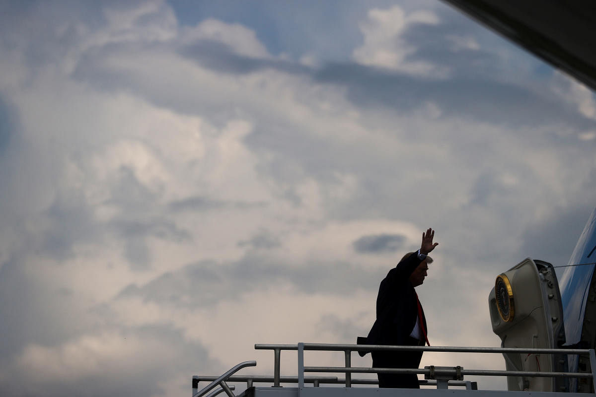 US President Trump boards Air Force One at Hartsfield-Jackson Atlanta International Airport in Atlanta, Georgia. Credit: Reuters Photo