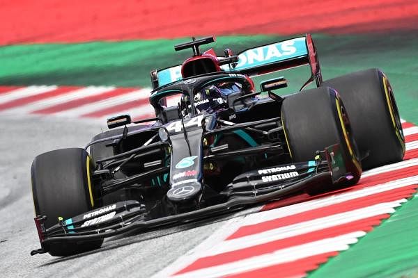 Mercedes' British driver Lewis Hamilton steers his car during the Formula One Styrian Grand Prix race. Credit: AFP