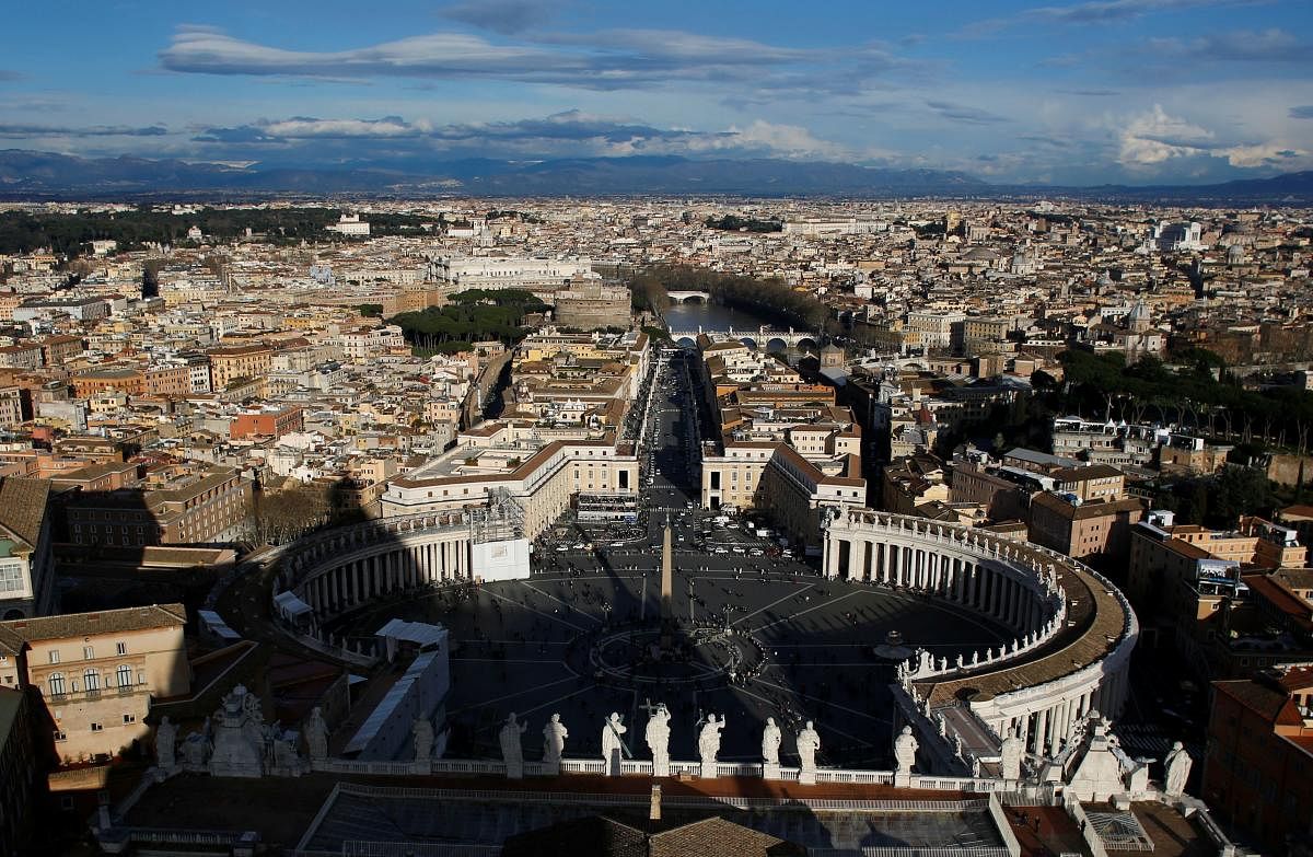  A general view of Saint Peter's Square and the city of Rome is seen from Saint Peter's Basilica at the Vatican. Credit: Reuters File Photo