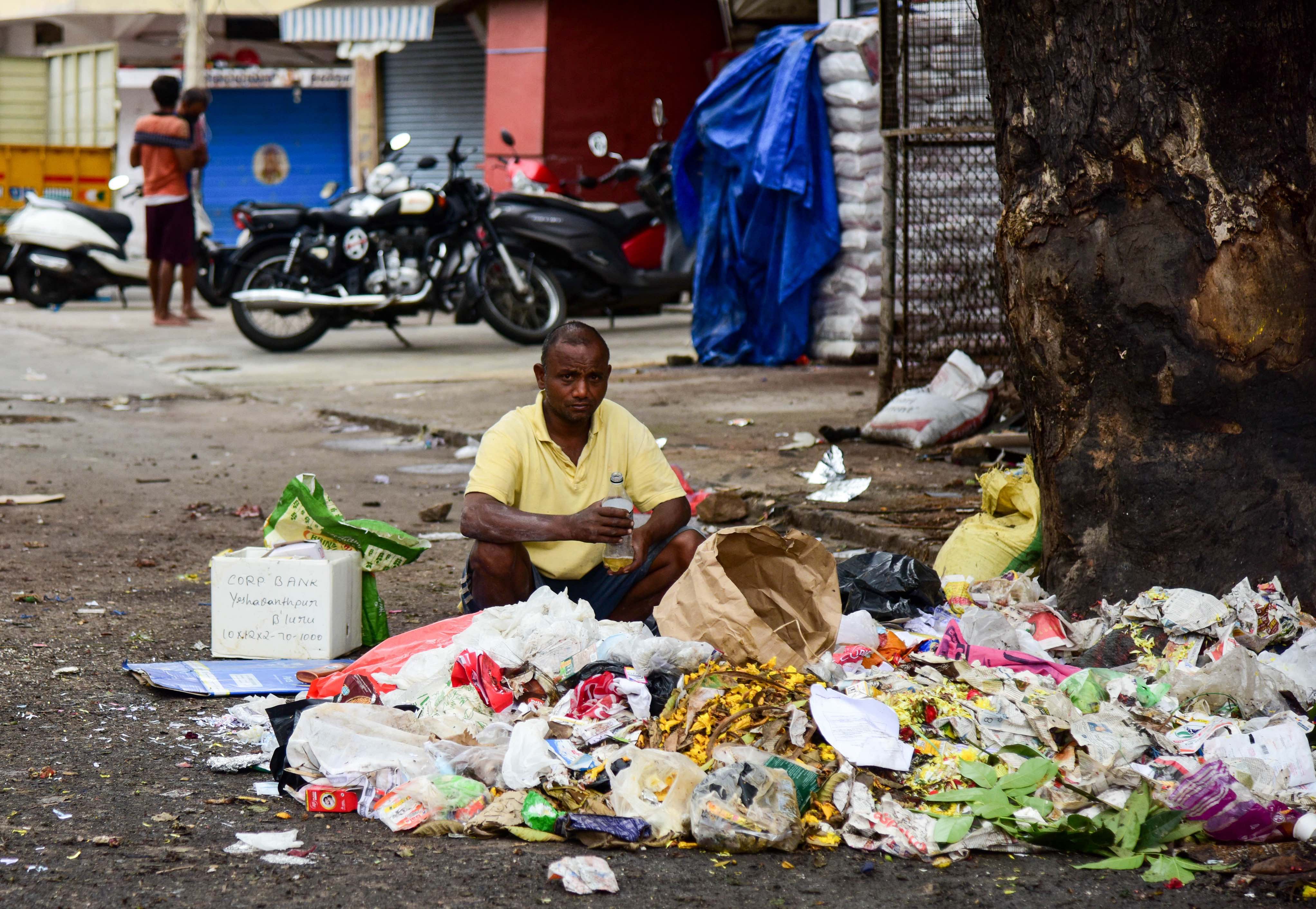 The shutdown of recycling units has severely disrupted the dry waste collection process in the city. Collection centres across the city are now loaded with recyclable material. This has severely affected the waste pickers, many of whose livelihoods are now at stake. DH Photo