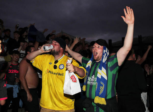 Leeds United fans celebrate promotion to the Premier League - Elland Road, Leeds, Britain. Credit: Reuters Photo