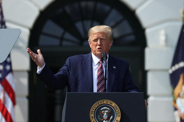 US President Donald Trump during an event on the South Lawn of the White House in Washington, US. Credit: Reuters Photo