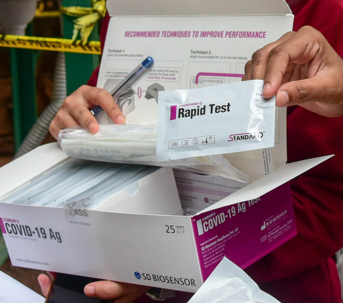 The rapid antigen test kits procured by the BBMP. DH PHOTO/B H SHIVAKUMAR