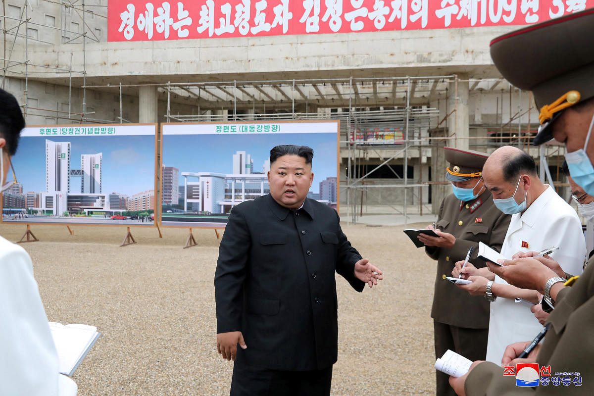 North Korean leader Kim Jong Un gives field guidance to the Pyongyang General Hospital under construction. Credit: Reuters Photo
