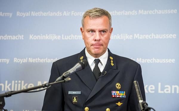 Lieutenant Admiral Rob Bauer Chief of Dutch Defense attends a press conference at the Ministry of Defense in The Hague, Netherlands. Credit: AFP Photo