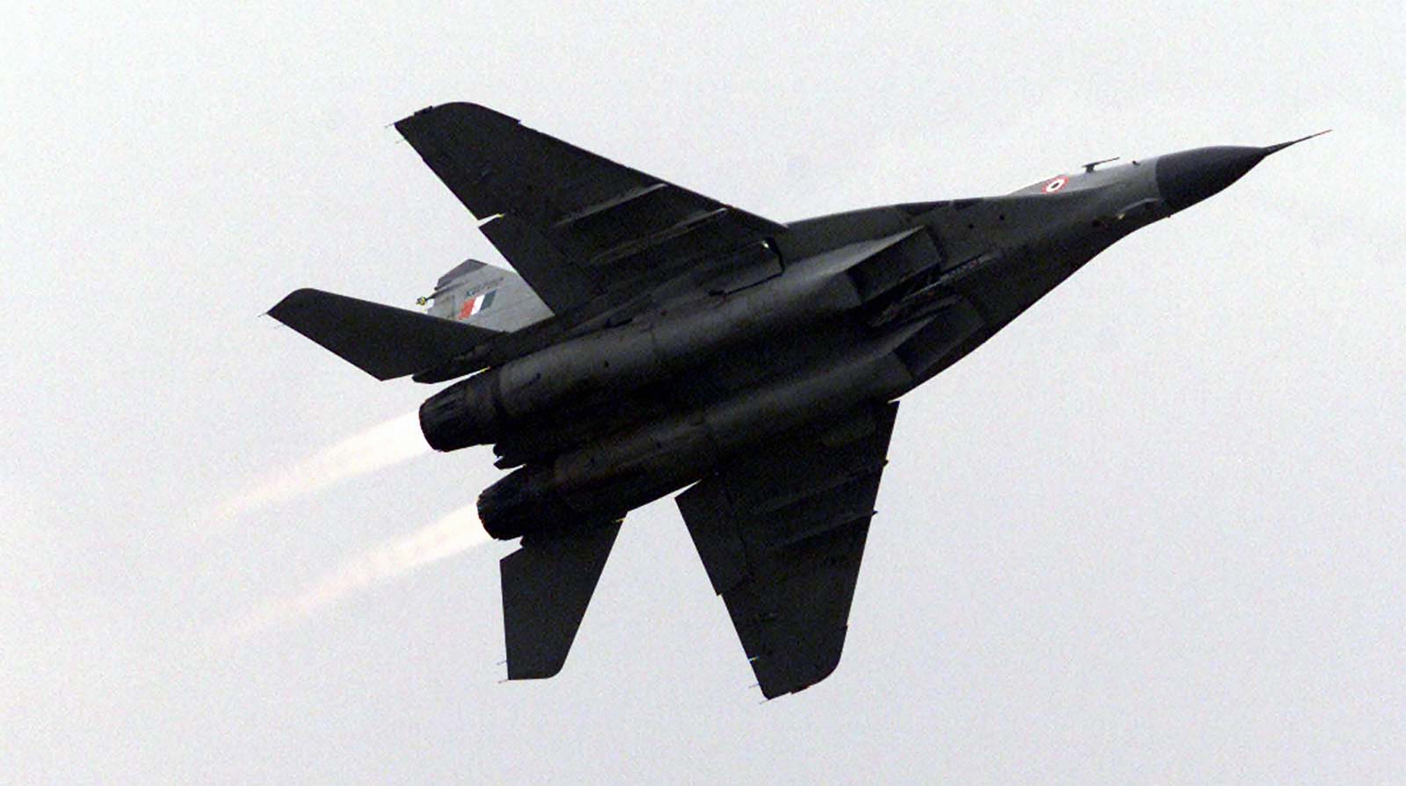 A MiG-29 fighter aircraft of Indian force flies during an air show organised by the Indian Air Force in Jamnagar. Credit: PTI Photo