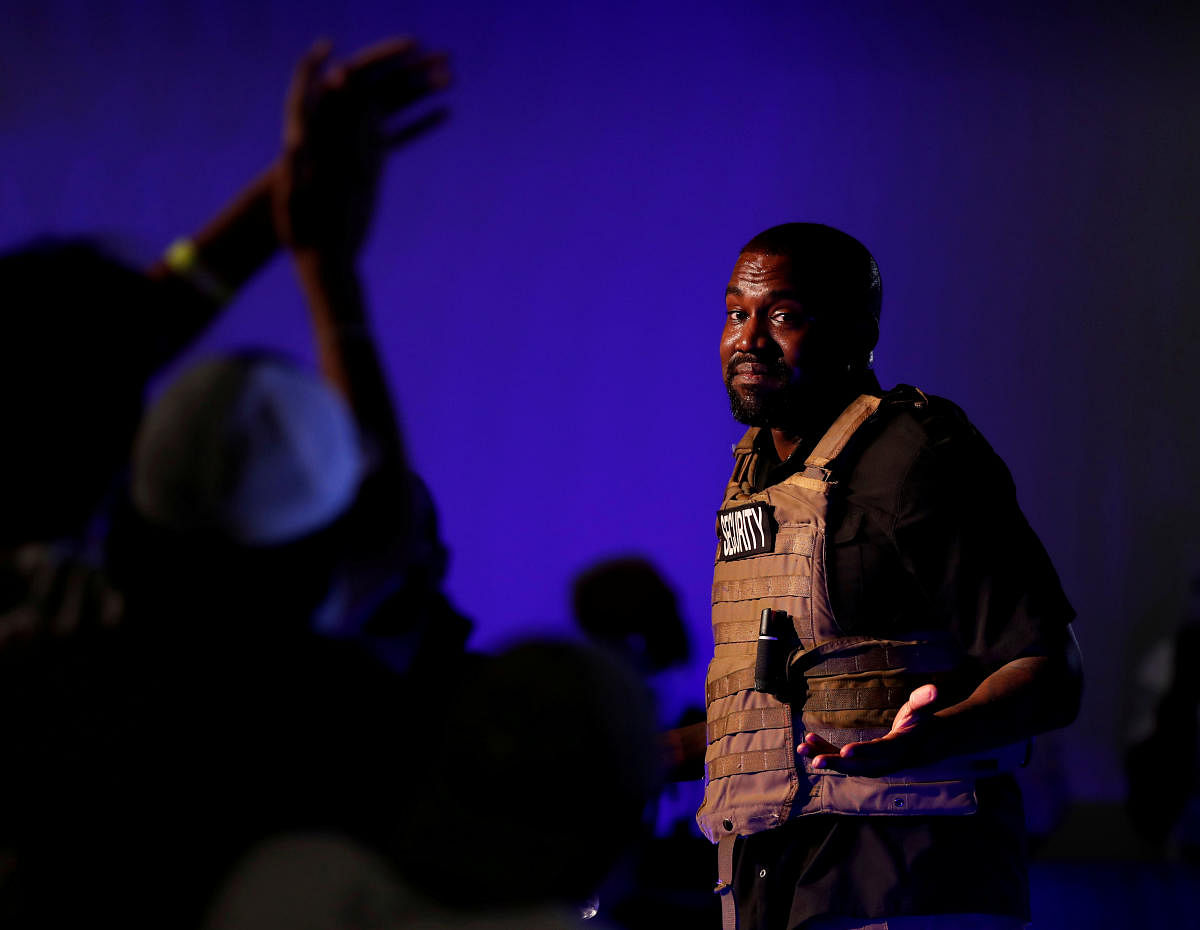 Rapper Kanye West holds his first rally in support of his presidential bid in North Charleston, South Carolina, U.S. July 19, 2020.  Credit: Reuters Photo