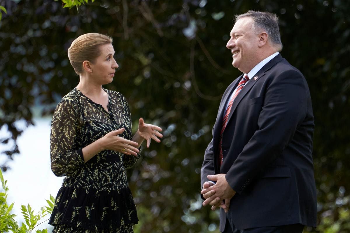 US Secretary of State Mike Pompeo meets with Danish Prime Minister Mette Frederiksen at Marienborg Castle, the Prime Minister's Residence in Copenhagen, Denmark. Credit: AFP Photo
