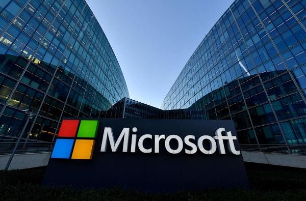The logo of French headquarters of American multinational technology company Microsoft. Credit: AFP