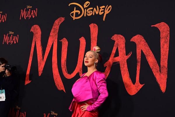 US singer Christina Aguilera attends the world premiere of Disney's "Mulan" at the Dolby Theatre in Hollywood. Credit: AFP