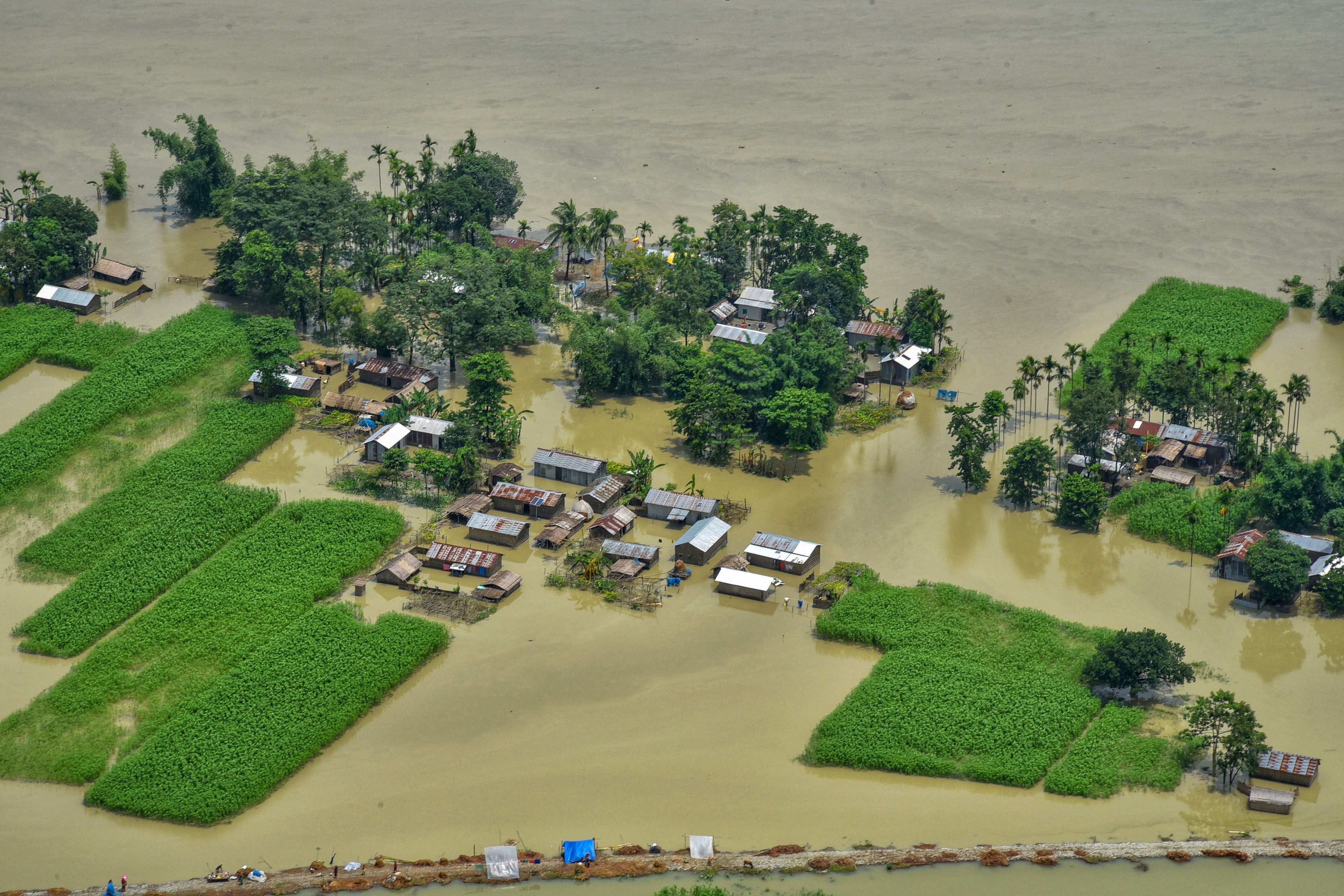 An aerial view of the flood-affected areas in Assam, Friday, July 24, 2020. So far, the flood and landslides in the state have claimed at least 119 lives. Credit: PTI Photo