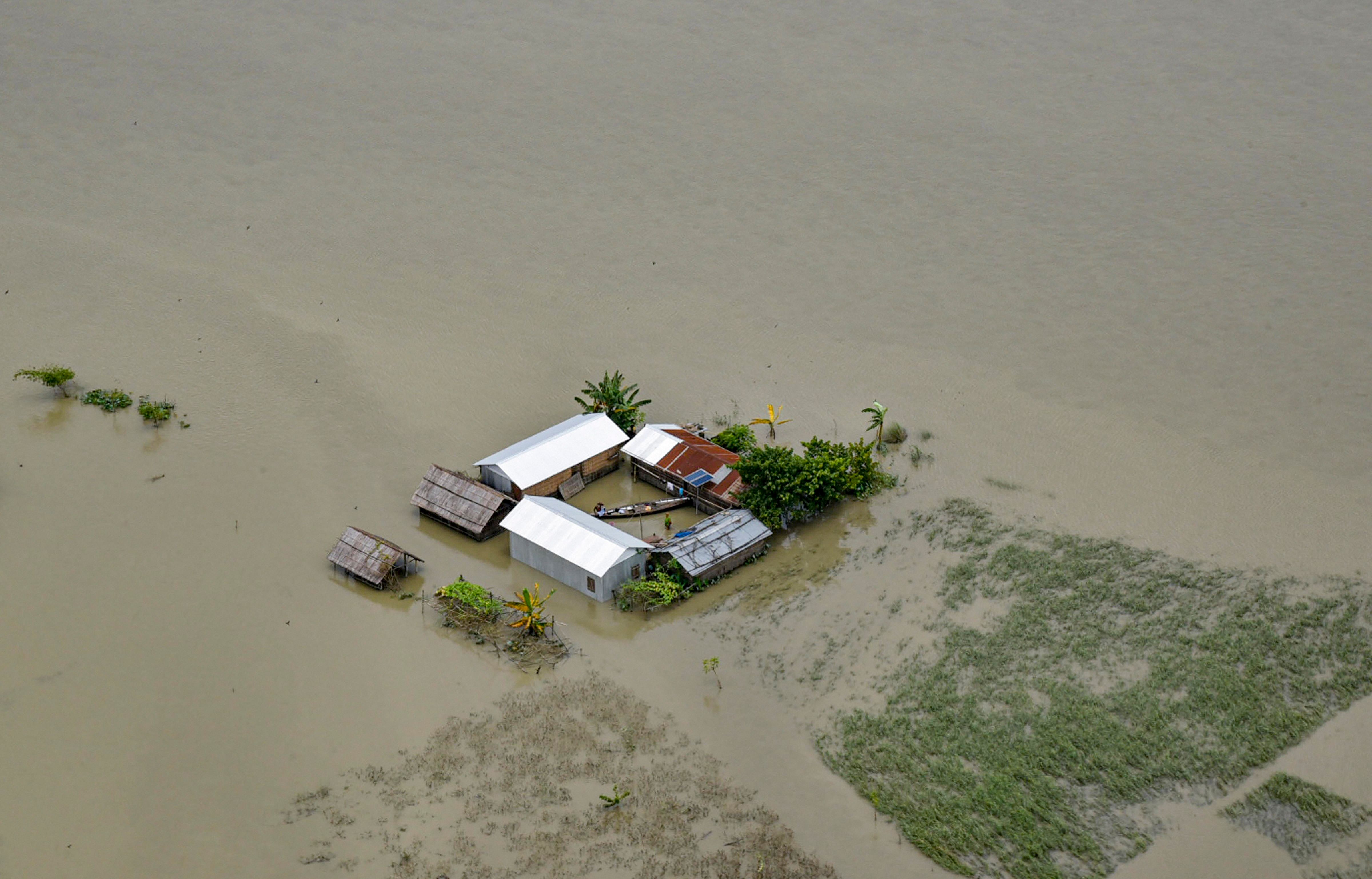  An aerial view of the flood-affected areas of Assam, Saturday, July 25, 2020. Representative Image/Credit: PTI Photo