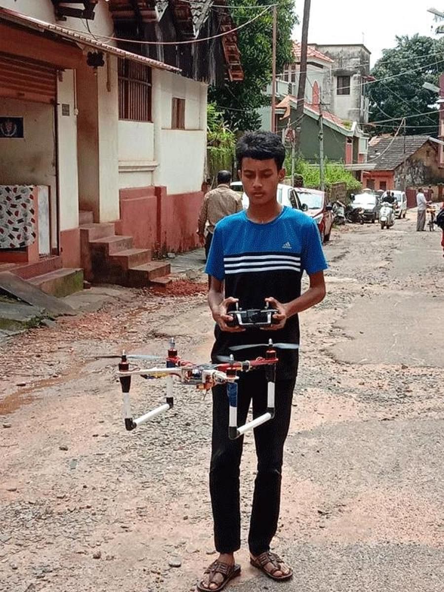 Shamanth Acharya with the drone.