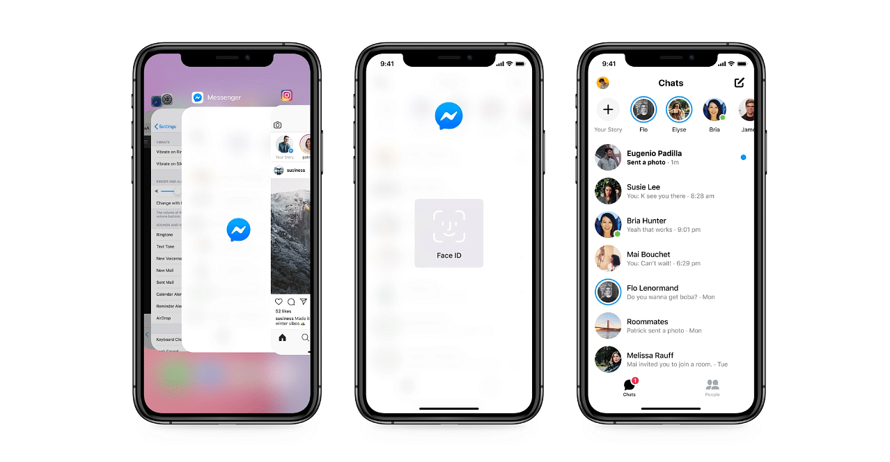 Facebook Messenger app can now be locked with Face ID or fingerprint sensor on Apple iPhones. Credit: Facebook