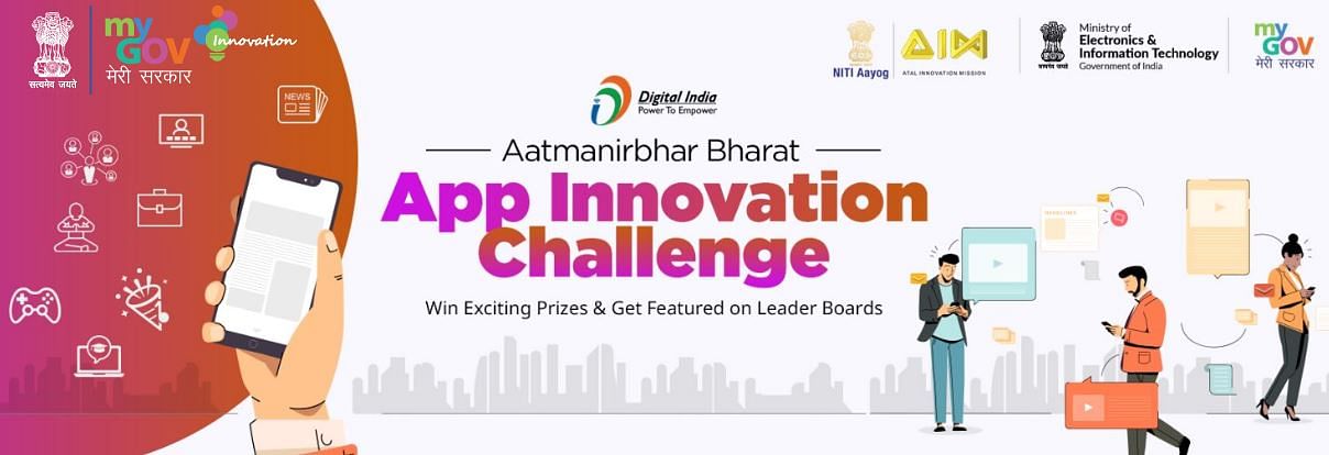The AatmaNirbhar Bharat App Innovation Challenge website banner. Credit: innovate.mygov.in