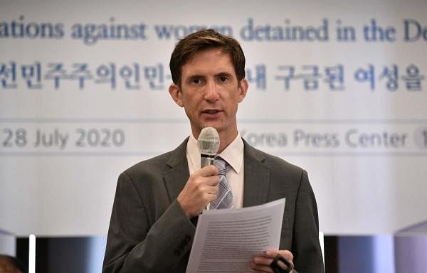 UN Human Rights officer Daniel Collinge speaks during a press conference on the UN report “I still feel the pain". Credit: AFP Photo