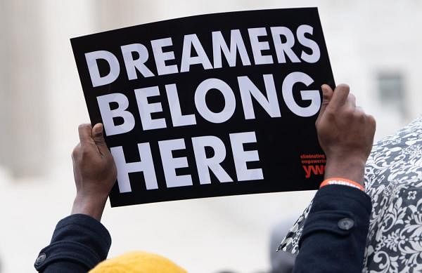 Immigration rights activists hold a rally in front of the US Supreme Court. Credit: AFP
