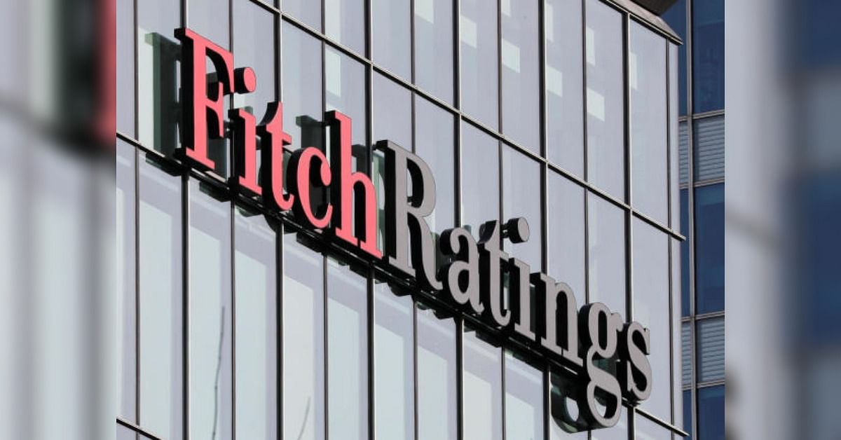 The Fitch Ratings logo is seen at their offices at Canary Wharf financial district in London. Credit: Reuters