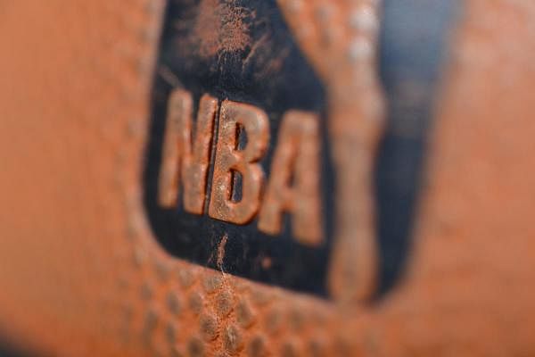 A Spalding ball with NBA logo. Credit: AFP