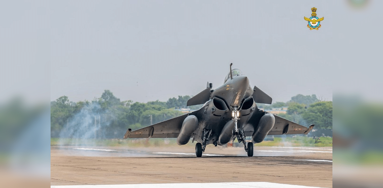 First five Rafale combat aircraft from France arrive at the Air Force Station, in Ambala. Credit: PTI Photo