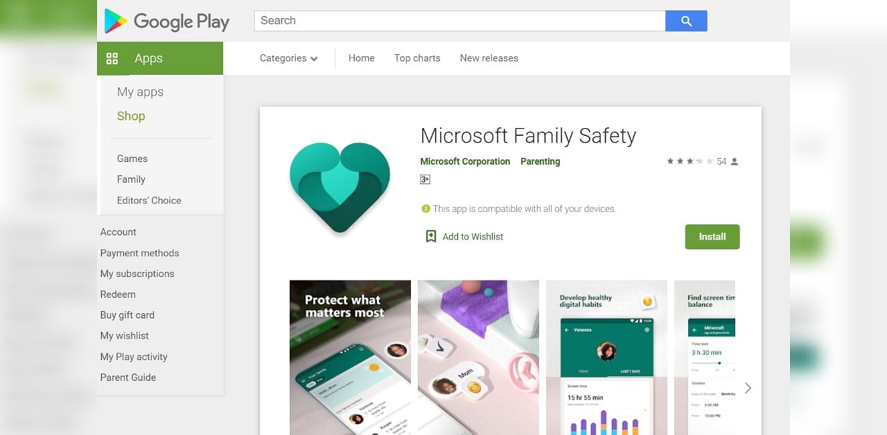 Microsoft Family Safety app on Google Play store (screen-grab)