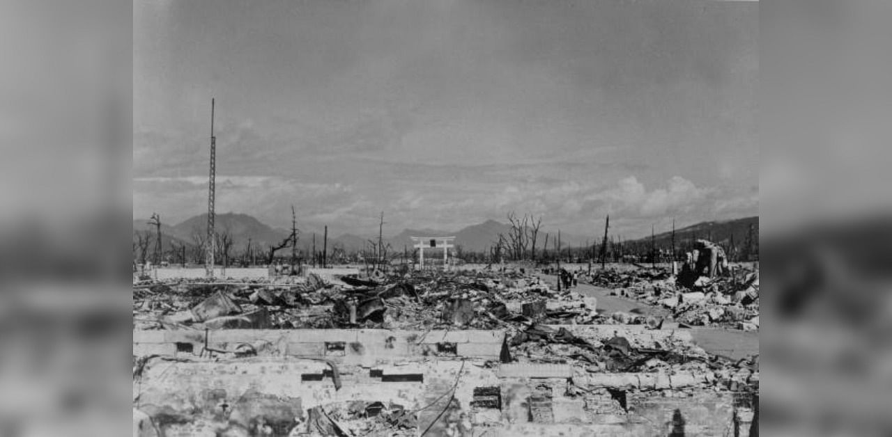  Devastation caused by an atomic bomb is seen in Nagasaki, Japan March 17, 1948. Credit: Reuters