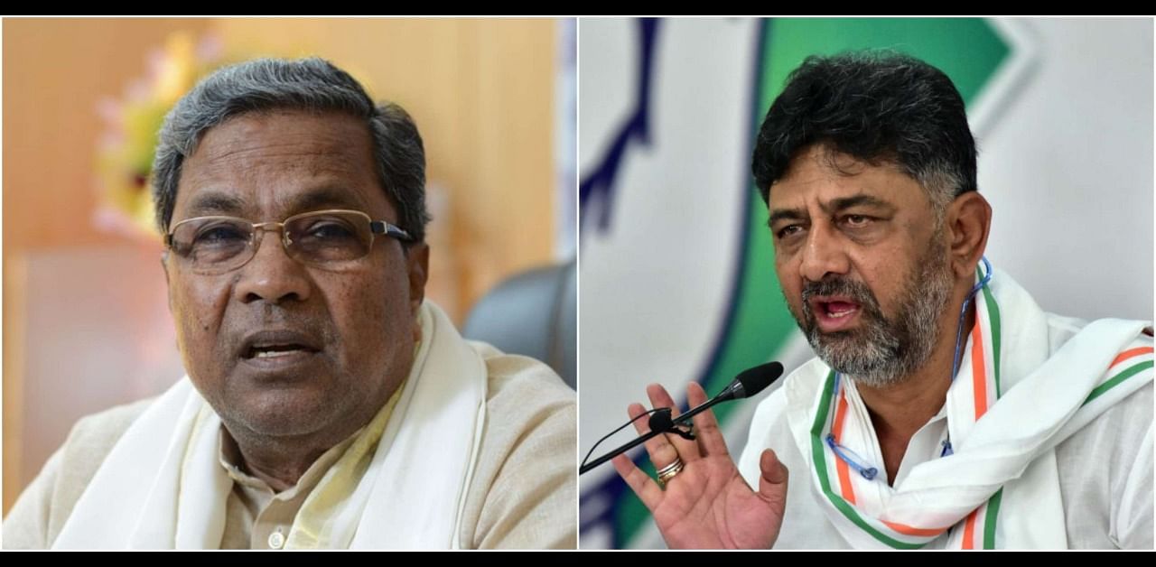 Congress leaders Siddaramaiah and D K Shivakumar. Credit: PTI Photos