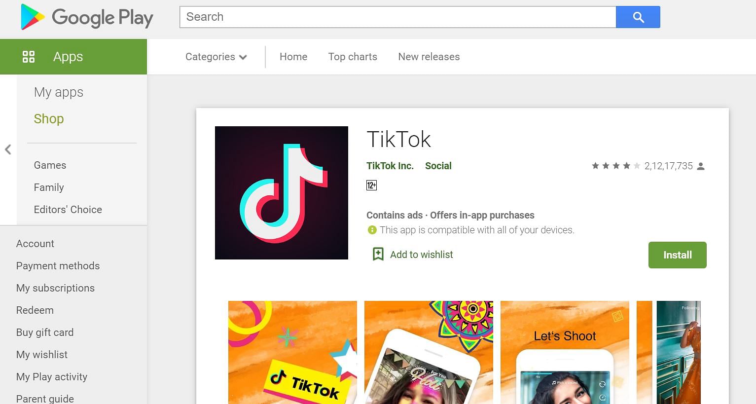 TikTok and 58 other Chinese apps banned in India. Picture credit: Google Play store