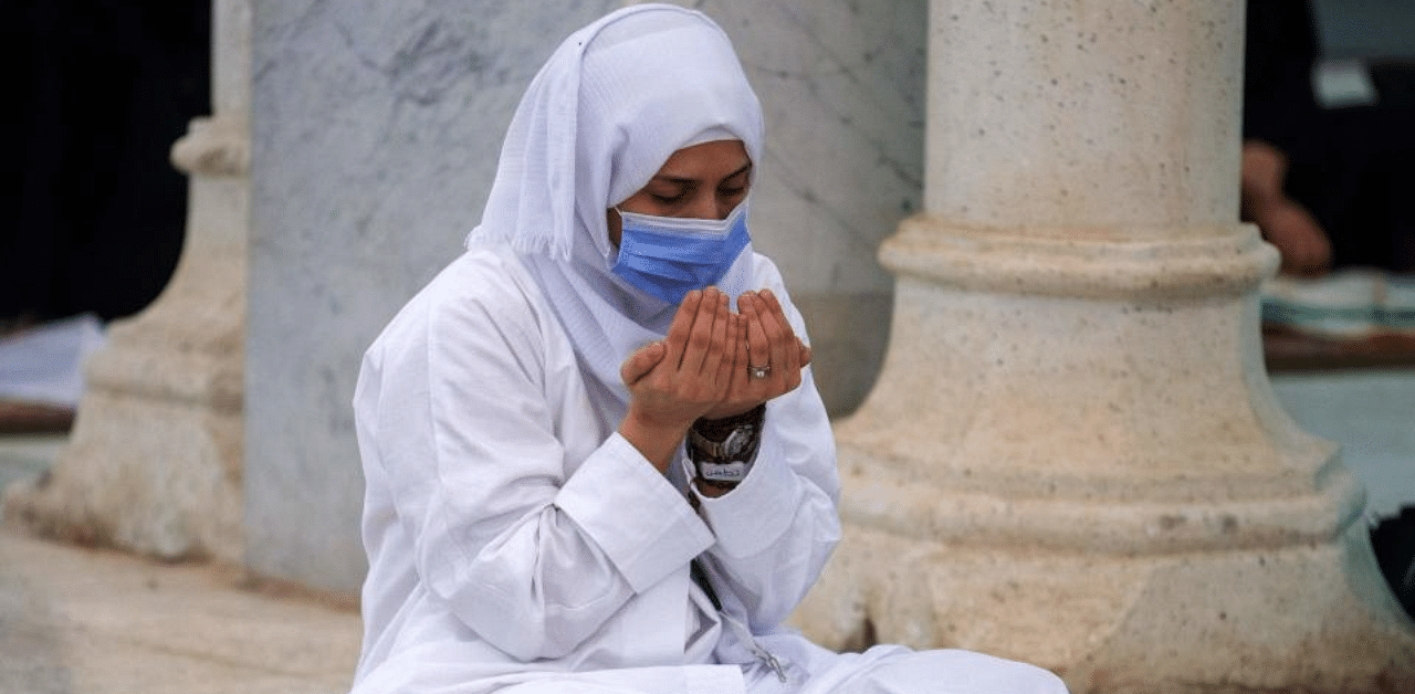 Muslim pilgrim attending prayers at at Namira Mosque, on Arafat Day. Credit: AFP