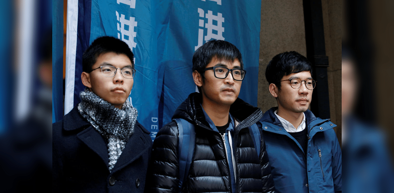 Pro-democracy activists (L-R) Joshua Wong, Alex Chow and Nathan Law. Credit: Reuters Photo