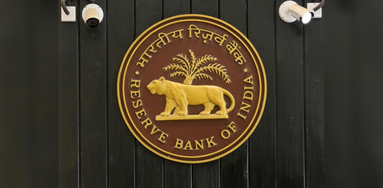 the logo of Reserve Bank of India (RBI) inside its headquarters in Mumbai, India. Credit: Reuters Photo